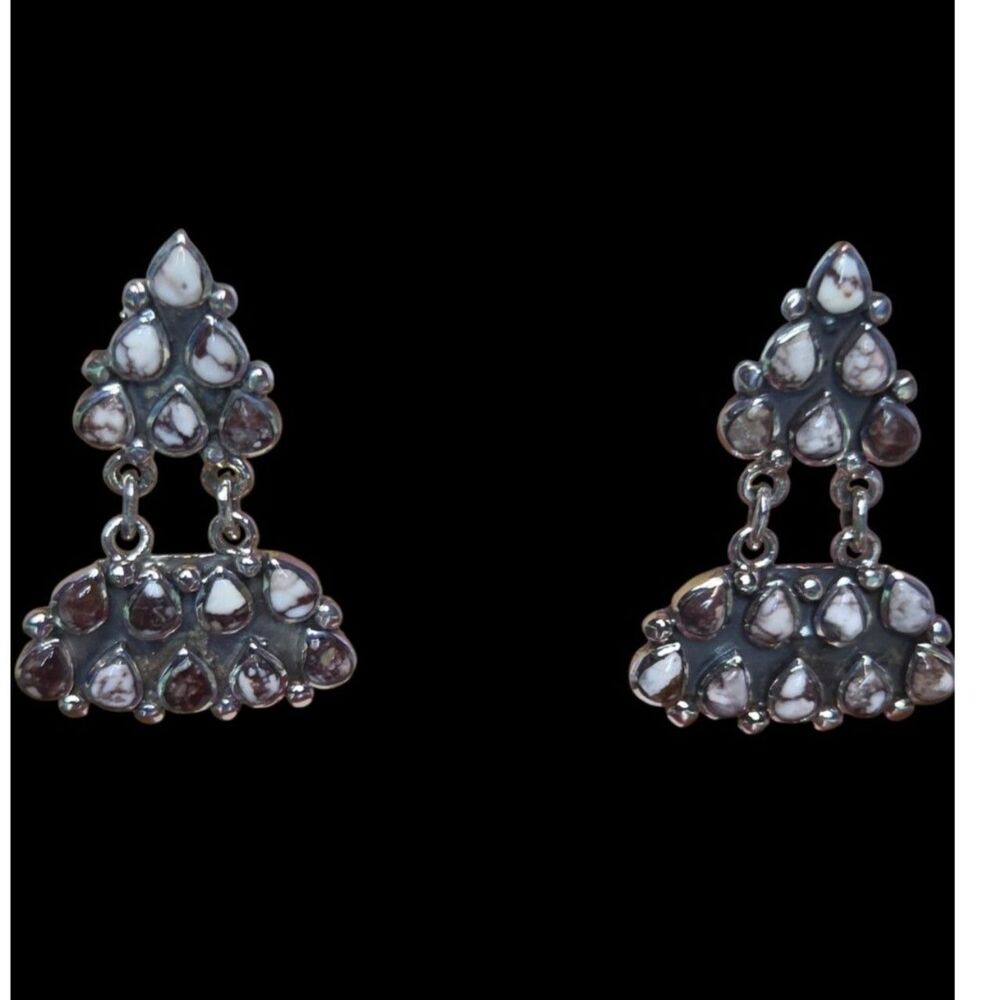 Sterling Silver White Buffalo Turquoise Drop Earrings - Southwest Dangle